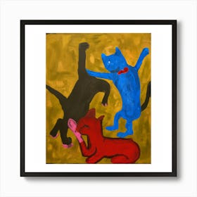 Three Cats Fighting Art Print