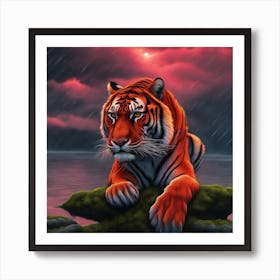 Tiger In The Rain 1 Art Print