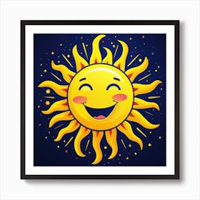 Lovely smiling sun on a blue gradient background 67 Art Print