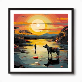 Sunset In The Savannah Art Print