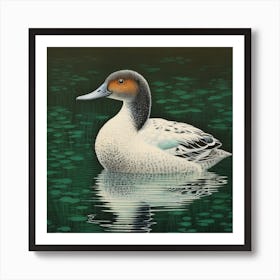 Ohara Koson Inspired Bird Painting Canvasback 2 Square Art Print