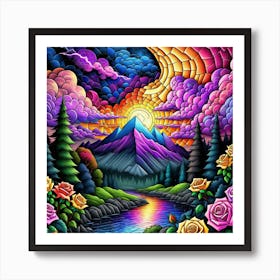 Sunset In The Mountains 1 Art Print