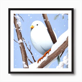 White Dove In Snow Art Print