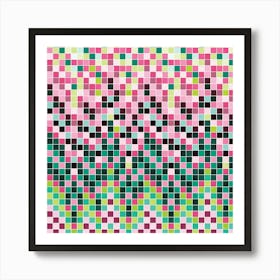 Pink And Green Mosaic Art Print