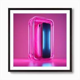 Furniture Design, Tall Mobilephone, Inflatable, Fluorescent Viva Magenta Inside, Transparent, Concep Art Print