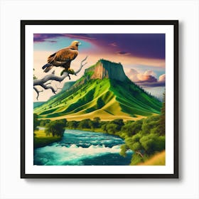 Eagle Perched On A Branch Art Print