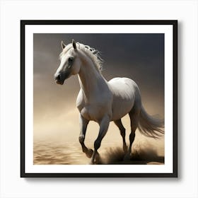 White Horse In The Desert 1 Art Print