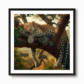 Sleepy Leopard Poster