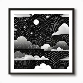 Black And White Clouds Art Print