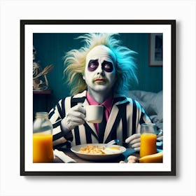 Skeleton At Breakfast Art Print