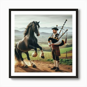 Horse And Bagpipes Art Print