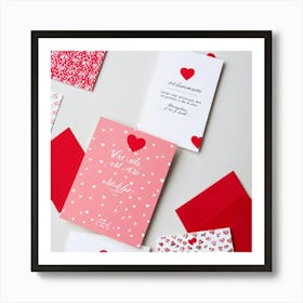 Valentines Day Themed Card Design Featuring Elegant Typography White Labels With Sweet Love Messag Art Print