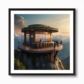 Restaurant On Top Of A Mountain Art Print