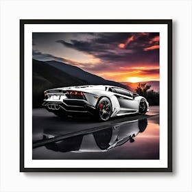 Sunset Lamborghini 9 Art Print