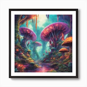 Imagination, Trippy, Synesthesia, Ultraneonenergypunk, Unique Alien Creatures With Faces That Looks (8) Art Print