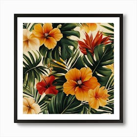 Tropical Flower Pattern Art Art Print