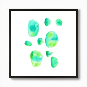 Green Bubble, Modern Watercolor Painting, Abstract Art Art Print