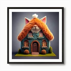 Firefly House, Cat, Shape, Whimsical, Unique, Creative, Feline, Architecture, Playful, Charming, Coz (2) Art Print