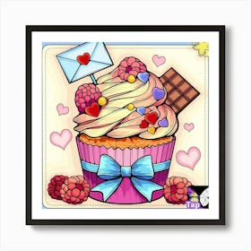 Cupcake Valentine'S Day Art Print