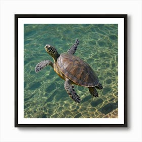 Turtle Swimming Art Print