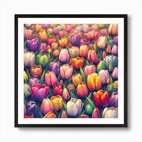 Colorful Tulips Art Print