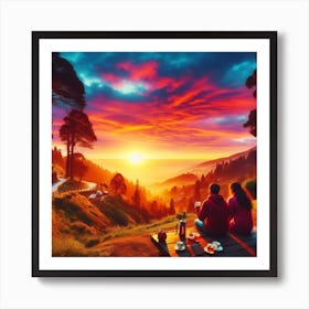 Couple Enjoying Sunset 1 Art Print