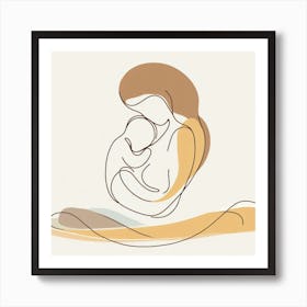 Mom-and-son love Line Art 2 Art Print