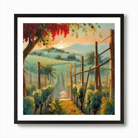 Firefly Beautiful Modern Lush Spanish Vinyard Landscape 52354 Art Print