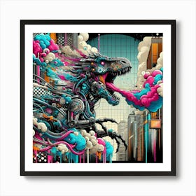 Cyborg Dinosaur Art Print