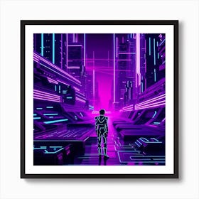 Tron In A Vast Network Of A Computer Generated World  Art Print