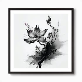 Flower In Black And White Art Print