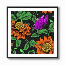 Floral Background Drawing Art Print