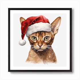 Sassy Cat In Santa Hat Art Print