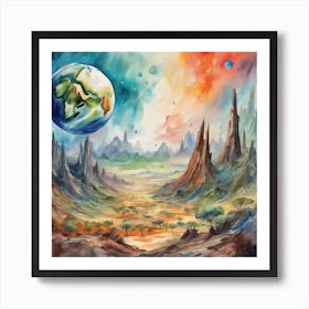 Planet earth view from another planet Art Print
