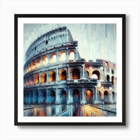 Brush Painting Colosseum In Italy 1 Art Print