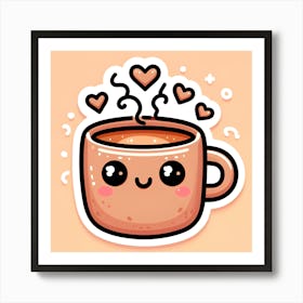 Kawaii Coffee Sticker Art Print