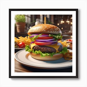 Hamburger On A Plate 183 Art Print