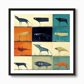 Horisontal Dogs And Half Dogs Art Print