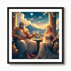 Dad and Daughter (Zeus & Athena) Art Print
