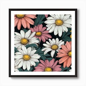 Daisy Seamless Pattern 3 Art Print