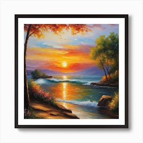 Sunset By The Sea 1 Art Print