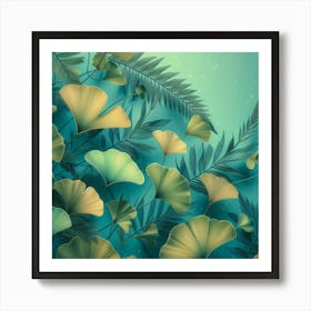 Aesthetic style, Tropical leaves of ginkgo biloba 2 Art Print