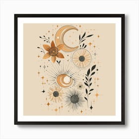 Minimalist Boho Celestial Moon 24 Art Print