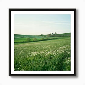 A Serene Countryside Scene In Spring A Sprawling Meadow Flushed With The Fresh Emerald Tinge Of Gra (5) Art Print