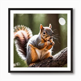 Squirrel Eating Nuts Art Print