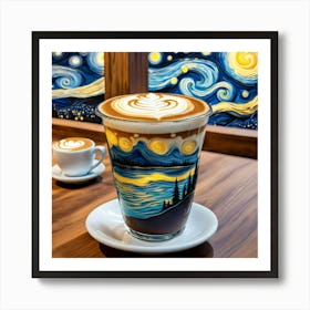 Starry Night in a coffee cup Art Print