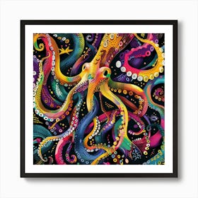 A Squid With Its Arms Arranged In A Pattern Art Print