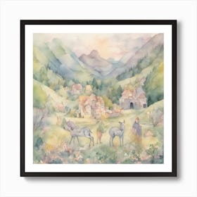 Village In The Mountains Art Print