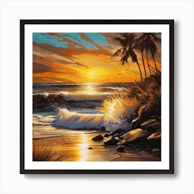 Sunset At The Beach 412 Art Print