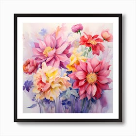 AI Whispers of Nature: Floral Elegance Art Print